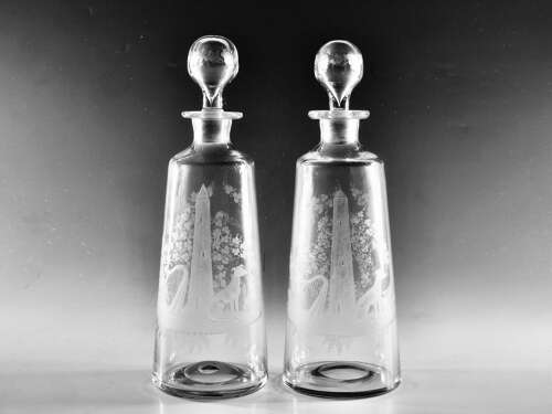 Antique glass - pair of decanters Pugh Glass House Dublin c1890