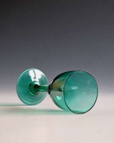 Antique glass - green wine glass English c1830