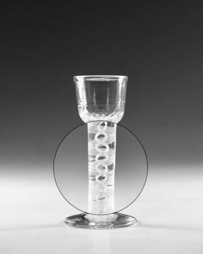 Antique wine glass - opaque twist English c1765