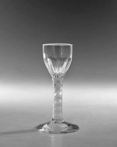 Antique wine glass opaque twist English c1765