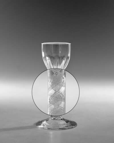 Antique wine glass opaque twist English c1765