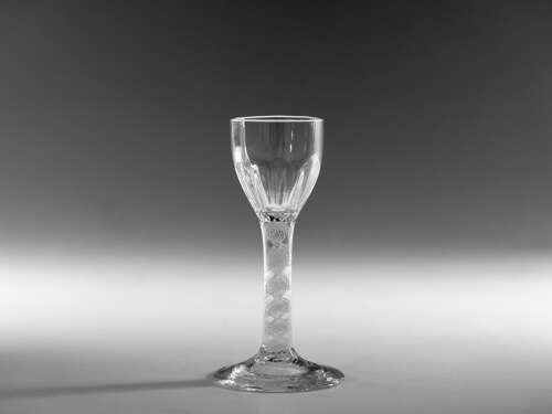 Antique wine glass opaque twist English c1765