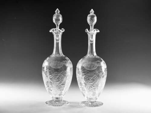 Antique intaglio decanters Stevens & Williams c1900