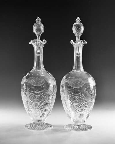 Antique intaglio decanters Stevens & Williams c1900